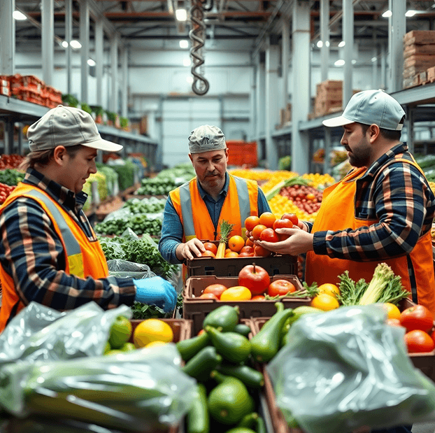 farmers image packaging vegatables and fruits